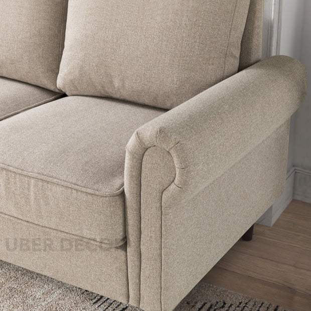 Venice Sofa- Simple Classic 2 and 3-Seater Upholstered Sofa Couch for Living Room, Bedroom or Office - Uber Decor
