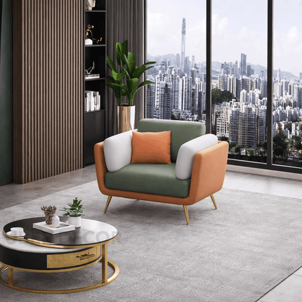 Lyon 3-Seater Modern Sofa Two-Tone Designer Couch with Robust Frame & Gold Legs for Living Room