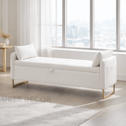 Norelle Contemporary Luxe Flip Top Storage Bench – Modern American-Inspired King Bed Companion for Bedroom & Lounge
