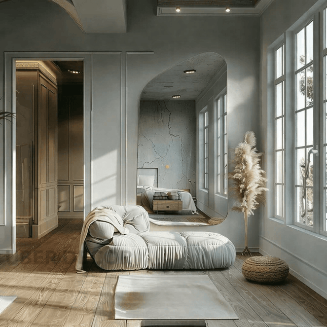 Lunara Frameless HD Mirror – Asymmetrical Full-Length Floor Mirror for Bedroom & Bathroom