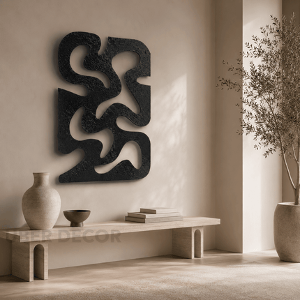 Organic Maze Japandi Wall Art – Abstract Cutout Relief for Living Room