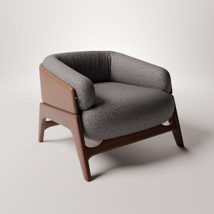 Lotus Nest Accent Chair Japandi Minimalist Scandinavian Solid Wood Legs Fixed Base Living Room Chair and Bedroom Chair