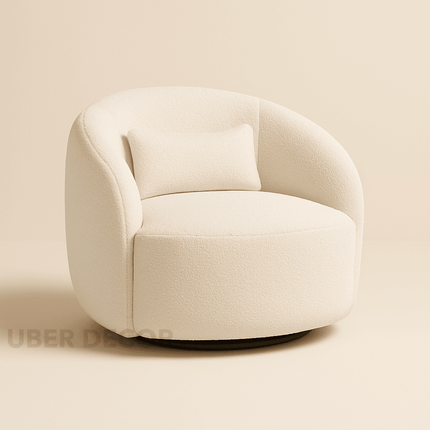 Ariva Accent Chair- Large Wide Comfy Boucle Upholstered 360 Revolving Swivel Armchair for Any Room Size