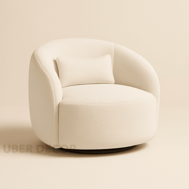 Ariva Accent Chair- Large Wide Comfy Boucle Upholstered 360 Revolving Swivel Armchair for Any Room Size
