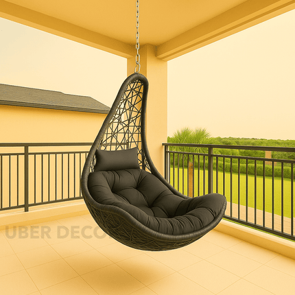 WillowDrop Cocoon Swing Chair – Organic Comfort Design | Boho-Scandinavian Harmony | American Inspired | Garden & Study Room Swing Chair for Patios, Living Rooms, Balconies & Terraces