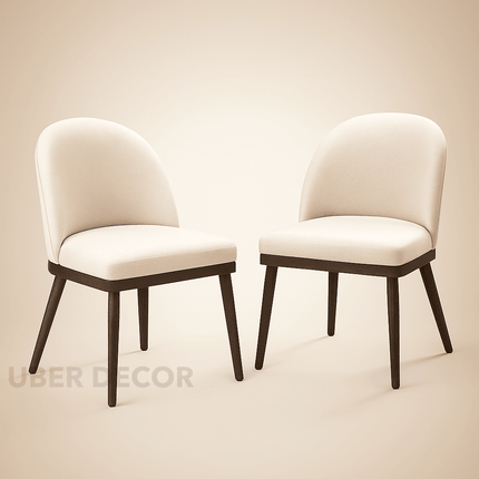 Evara Modern Dining Chair Set of 2 Mid Century Design Solid Wood Legs Custom Made Ideal for Dining Room Kitchen Dining Area - Uber Decor