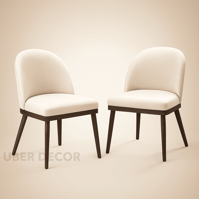 Evara Modern Dining Chair Set of 2 Mid Century Design Solid Wood Legs Custom Made Ideal for Dining Room Kitchen Dining Area - Uber Decor