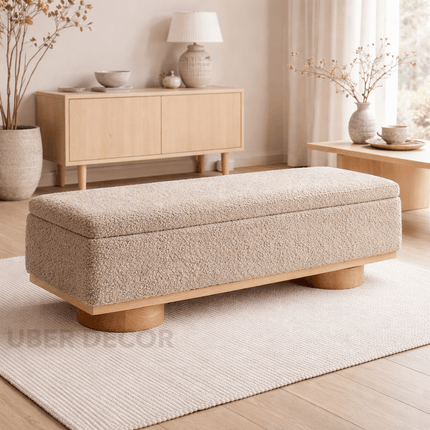 Madurai Charm Contemporary Solid Wood Storage Bench Modern Minimal Customisable Seating for Bedroom Living Entryway and Lounge