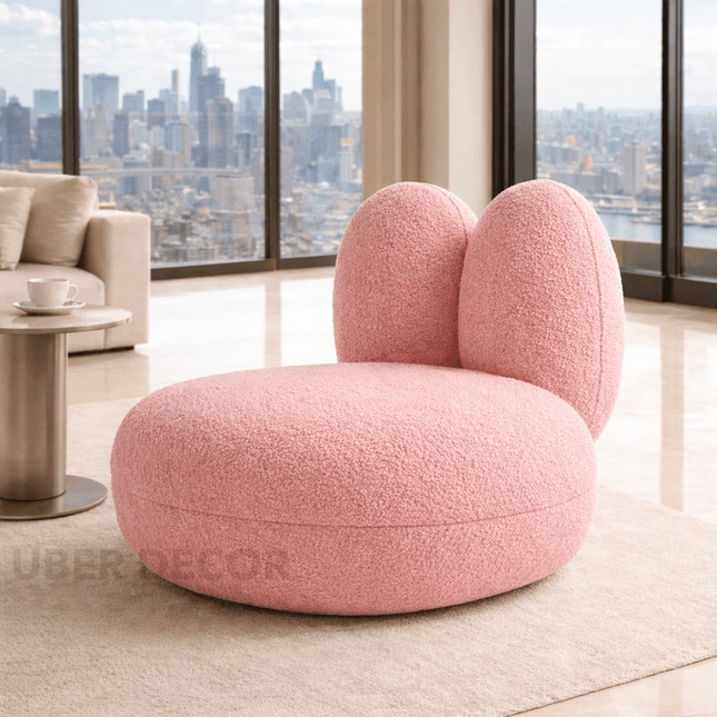 Pebblo Nest Statement Lounge Chair Playful Postmodern Accent for Modern Living Room and Bedroom Interiors