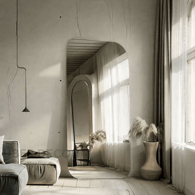 Zyra Frameless HD Mirror – Full-Length Asymmetrical Wall Mirror for Living Room, Bedroom & Bathroom