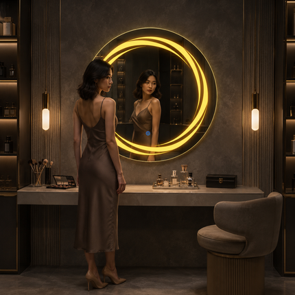 Vividra round led mirror- 3-colour touch button backlit or frontlit frameless bathroom vanity mirror