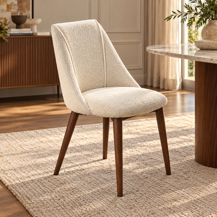 Renzo Off White Boucle Dining Chair Modern Upholstered Ready to Ship Chair for Dining Room - product image 4