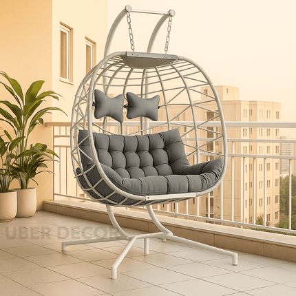 SkyDune Cocoon Swing Chair – Relaxed Contemporary Living | Boho Modern Structure | American Inspired | Porch & Living Room Swing Chair for Patios, Balconies, Studies & Gardens