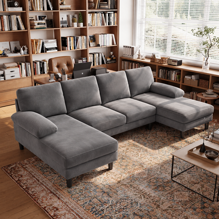 Zenora Wabi-Sabi Modern Sectional Sofa Set with Chaise - Spacious Couch for Living & Study Spaces