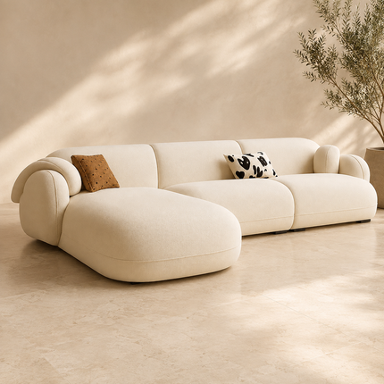 Turin Sofa with Chaise Modern Minimalist Luxury Sectional Sofa for Living Room