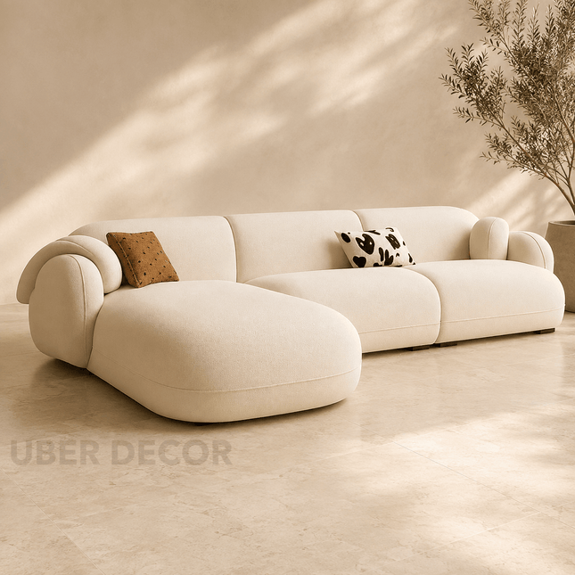 Turin Sofa with Chaise Modern Minimalist Luxury Sectional Sofa for Living Room