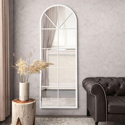 Cathedral Arched Window Mirror – Full-Length Iron Frame Wall Mirror for Living Room, Bedroom, and Entryway Decor