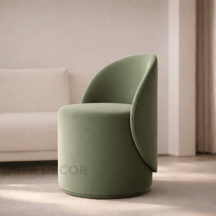 Royal Twirl Swivel Chair- Cute White Backrest Pouffe Chair for Bedroom & Makeup