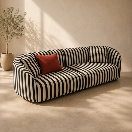 Varanasi 84 inch 3-Seater Modern Sofa Striped Statement Couch for Living Room