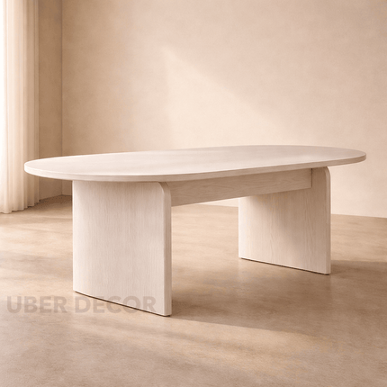 Aveline Flute Oval Dining Table Scandinavian Japandi Design Fluted Base Legs Ideal for Dining Room