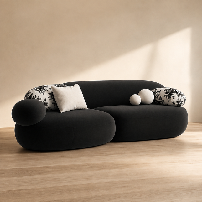 Bilbao 2-Seater Retro Pebble Sofa Special-Shaped Minimalist Couch for Small Apartments, Homestays, Beauty Salons, and Reception Areas