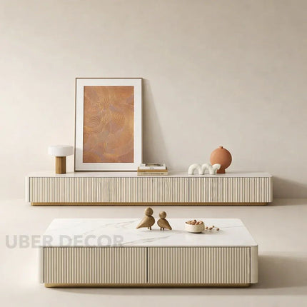 Nuvano Line – Luxury TV Cabinet, Modern Fluted Console, Minimalist Design, Low Base, Living Room Entertainment Unit