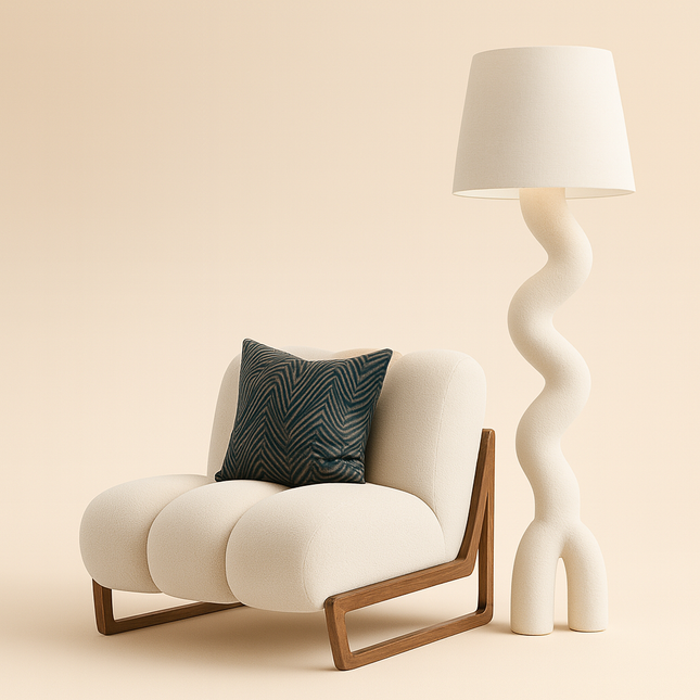 Pure Nest Bedroom Chair Mid Century Modern Scandinavian Inspired Solid Wood Frame Fixed Base Cozy Chair Living Room and Bedroom
