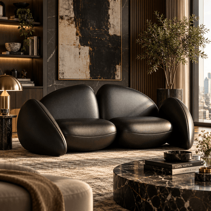 Rumi Modern Wabi Sabi Pebble Sofa Luxury Sculptural Sofa for Living Room, Lounge Area