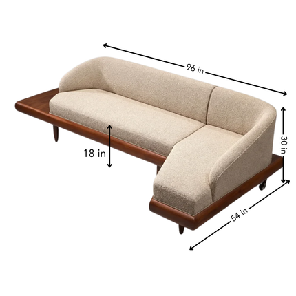 Dallas 4-Seater Modern Sectional Sofa Wooden Base Neutral Upholstered Couch for Living Room