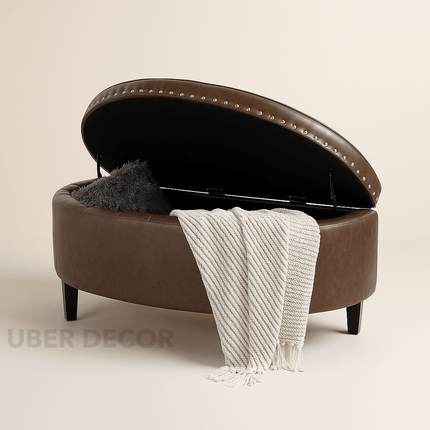 Darian Half Moon Storage Bench with Lift Top Lid – Modern Accent Organizer for Living Rooms, Bedrooms & Dressing Corners - Uber Decor