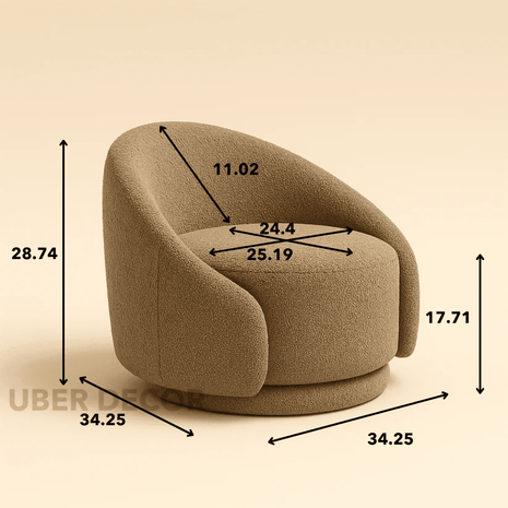 Elara Swivel Barrel Chair- Upholstered Modern Round Accent Arm Chair for Bedroom or Living Room - Uber Decor