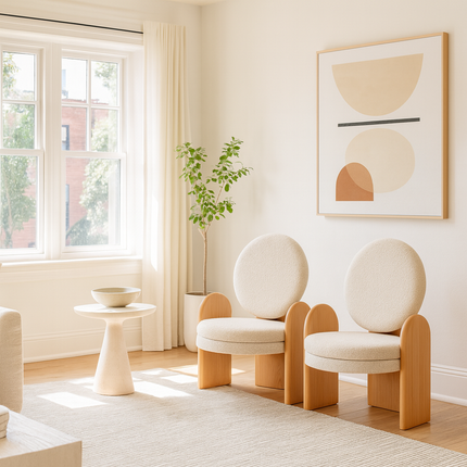 Orbit Rest Set of 2 Accent Armchairs Postmodern European Inspired Fixed Base Statement Chairs Living Room and Lounge Room