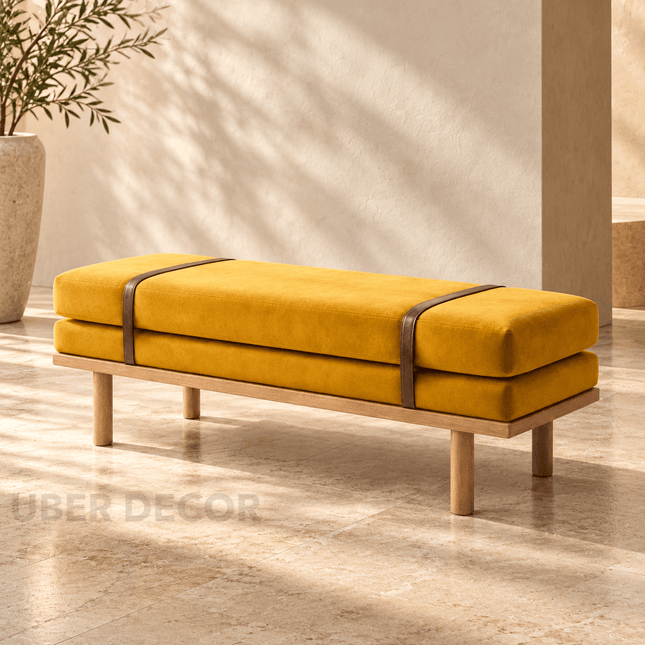 Havn Rest Japandi Upholstered Bench Scandinavian Minimal Living Dining Entryway Furniture