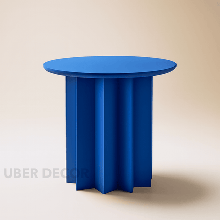 Pripet Modern Round Sculptural Minimalist Coffee Table with Pleated Column Base for Living Room - Uber Decor
