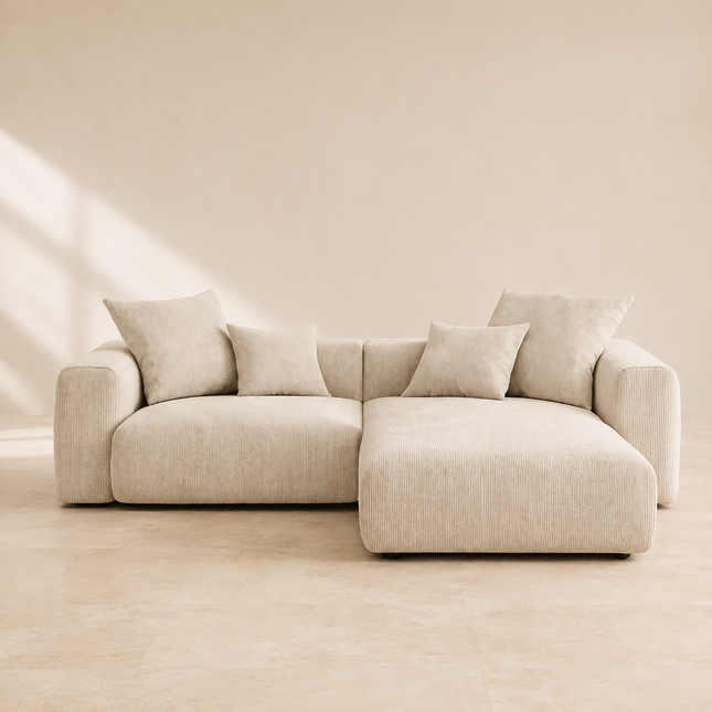 Sochi Sectional Sofa Couch with Lounger Japandi Modern Minimalist Luxury Furniture for Lounge, Suite, and Studio