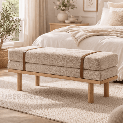 Havn Rest Japandi Upholstered Bench Scandinavian Minimal Living Dining Entryway Furniture