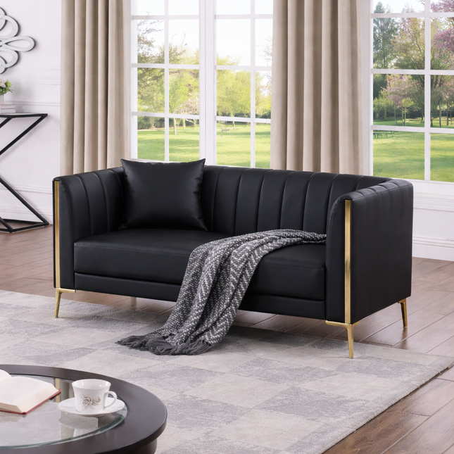 Jakarta 78" Sofa- 3 Seater Modern Tufted Couch with Golden Legs & Armrests for Home or Office