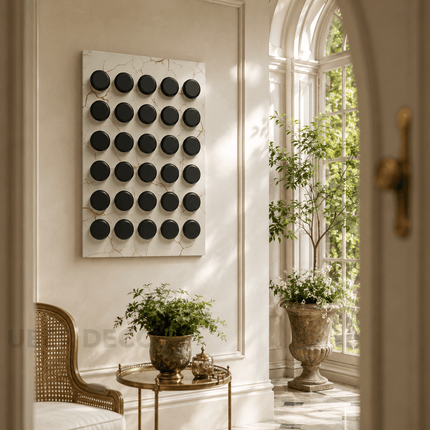 Orbit Grid Luxury Wall Art – Abstract Dot Panel for Entryway