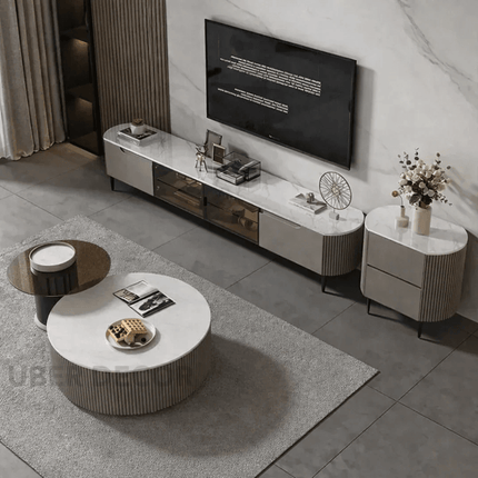 Tiber Oro Italian Luxury Round Coffee Table Tempered Glass Top High Gloss Finish Minimalist Centerpiece for Lounge and Living Suites