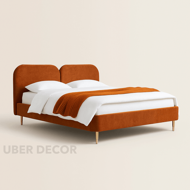 OakWing Modern Upholstered Platform Customisable Bed for Elegant Bedrooms