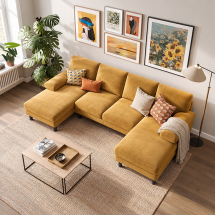 Zenora Wabi-Sabi Modern Sectional Sofa Set with Chaise - Spacious Couch for Living & Study Spaces