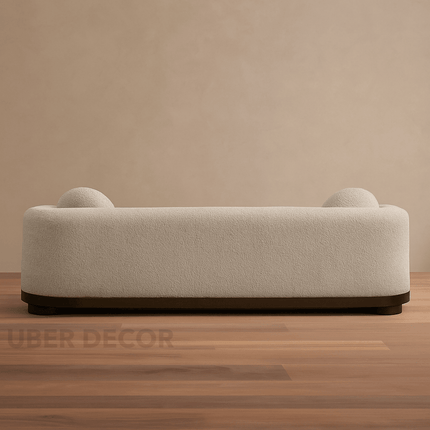 Shiraz 3-Seater Modern Sofa Sculptural Minimalist Couch with Round Accent Cushions