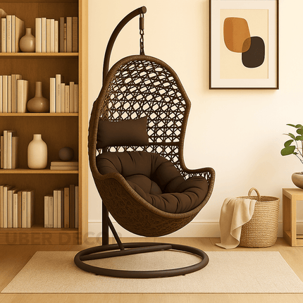 NestLoom Cocoon Swing Chair – Sculpted Modern Comfort | Boho Urban Design | Scandinavian Inspired | Balcony & Living Room Swing Chair for Gardens, Patios, Studies & Terraces