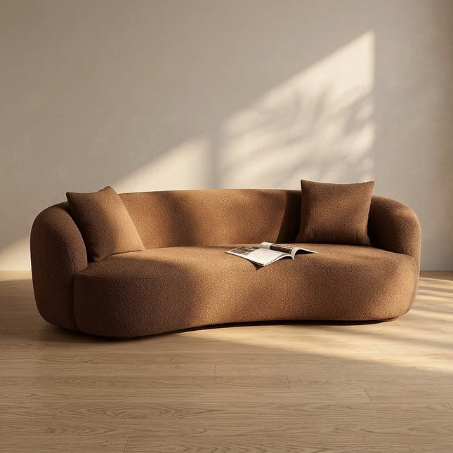 Kenitra Curved Sofa- Mid Century Modern Curved Back Upholstered Sofa for Living Room