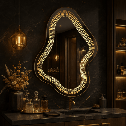 Vector Abstract LED Mirror – Frameless Wall Hanging Mirror with Front or Back Lit for Vanity & Bathroom