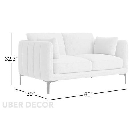 Amelise 60" Loveseat- Contemporary Upholstered 2 Seater Couch for Office, Living room or Small Spaces - Uber Decor