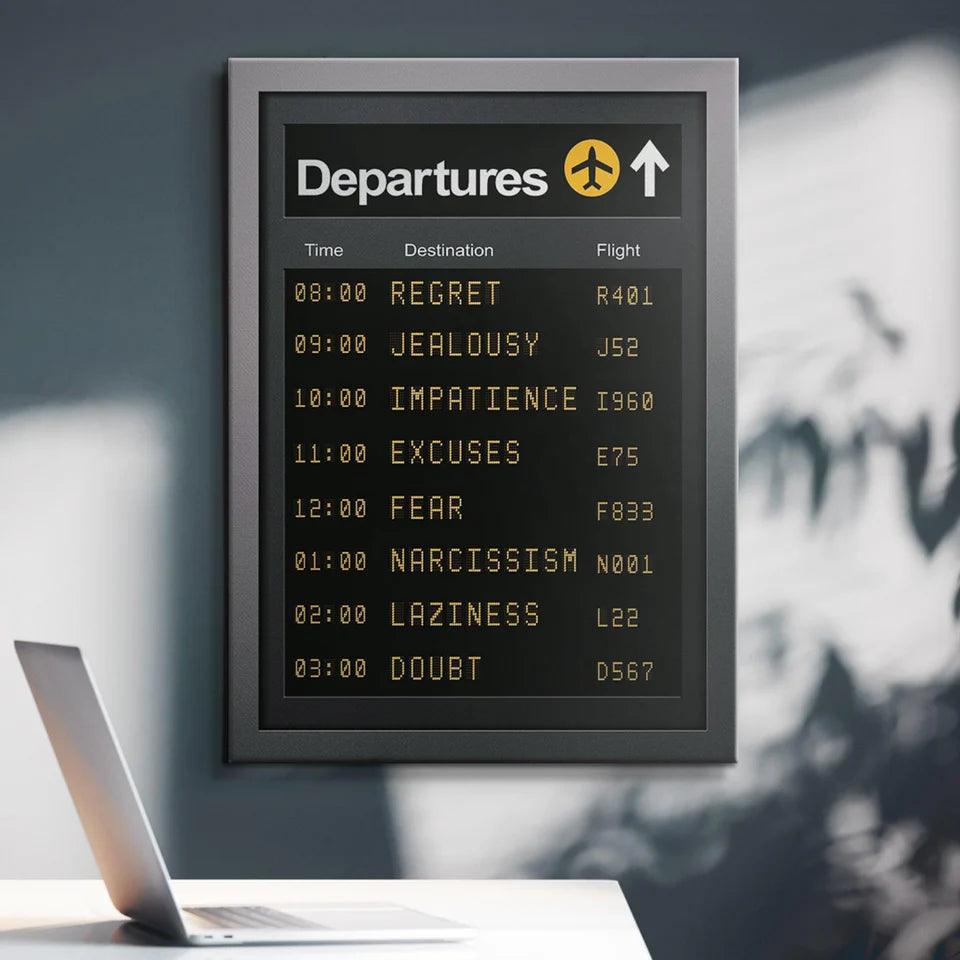 Departures- Flight Travel Canvas Wall Art - Uber Decor