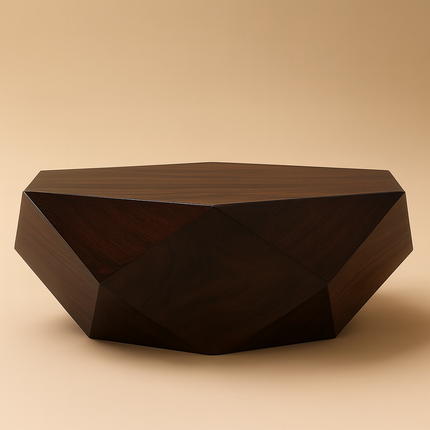 Liffey Coffee Table, Modern Geometric Sculptural Wooden Polygonal Center Table for Living Room