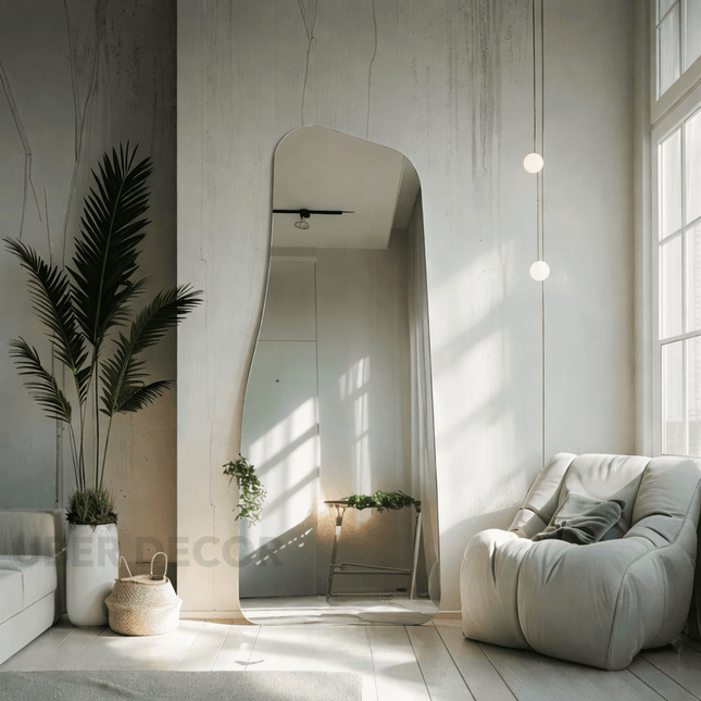 Vera Frameless HD Mirror – Full-Length Asymmetrical Wall Mirror for Entryway, Bedroom & Living Room