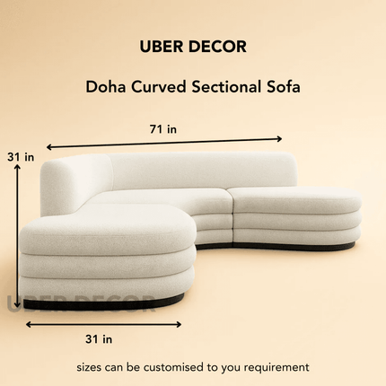 Doha Modern Curved Sectional Sofa Japandi Style Luxury Sofa for Living Room